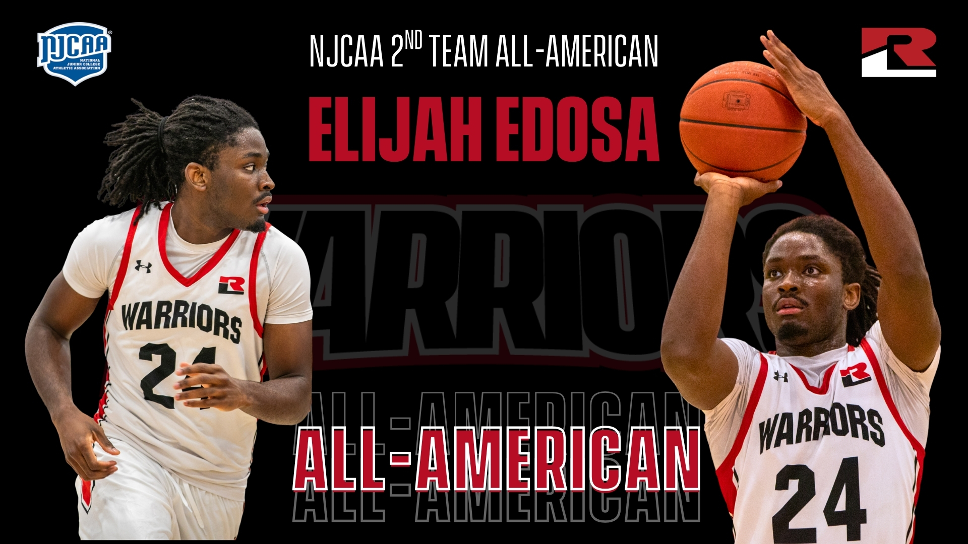 Elijah Edosa earns NJCAA 2nd All-American honor.
